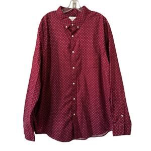 American Eagle Men Size XXL Long Sleeve Button Down Shirt Cotton Red Preppy